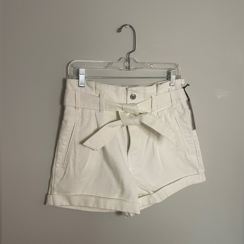 Forever 21 White Denim High Waist Shorts with Cute Tie